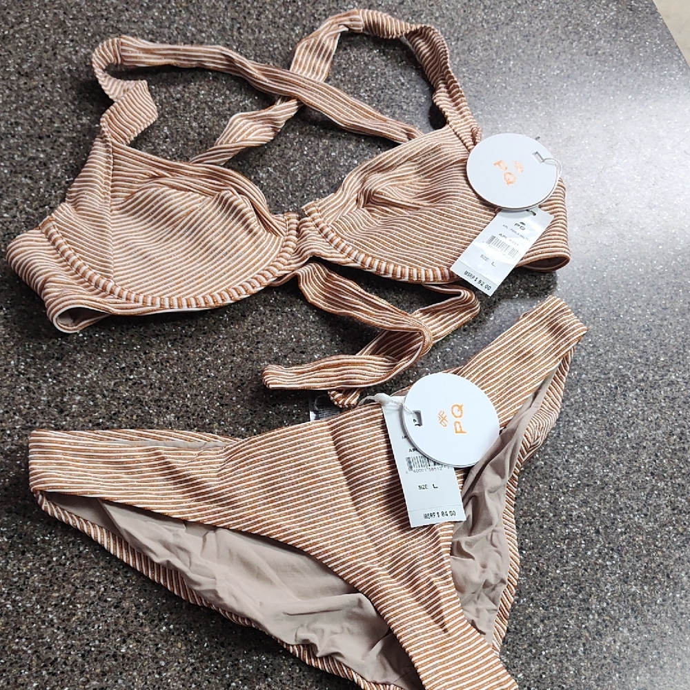 APL Brown and Cream Bikini Set with Seamless Design